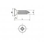 Λαμαρινόβιδες αυτοκοχλιούμενες DIN 7982 φρεζάτες σταυρό inox A2